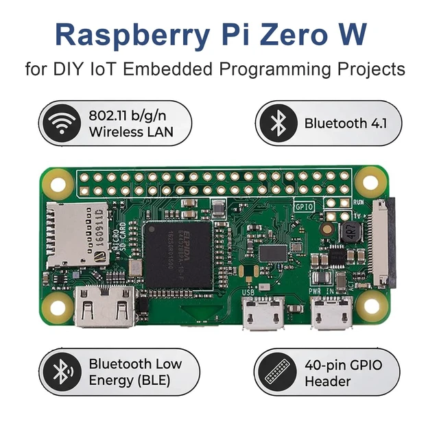 Alt view image 2 of 7 - SANOOV Raspberry Pi Zero W | Aluminum Heatsink,USB OTG Cable,Mini HDMI-USB Adapter,40 Pin Header,Pi Zero W Board Included,Ideal for AI,IoT,DIY Projects