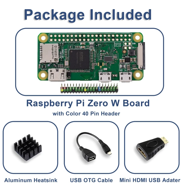 Alt view image 3 of 7 - SANOOV Raspberry Pi Zero W | Aluminum Heatsink,USB OTG Cable,Mini HDMI-USB Adapter,40 Pin Header,Pi Zero W Board Included,Ideal for AI,IoT,DIY Projects