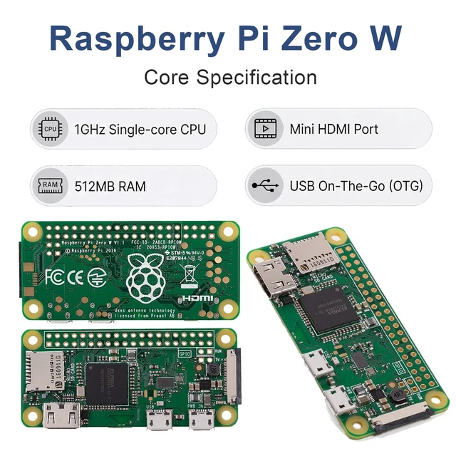 Alt view image 7 of 7 - SANOOV Raspberry Pi Zero W | Aluminum Heatsink,USB OTG Cable,Mini HDMI-USB Adapter,40 Pin Header,Pi Zero W Board Included,Ideal for AI,IoT,DIY Projects