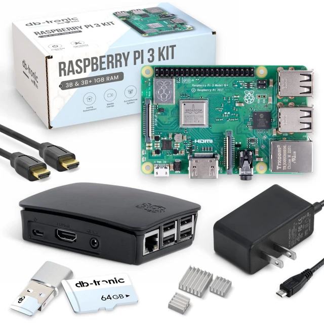 Main image of Raspberry Pi 3 B Starter Kit | Power Supply | Case | 64GB Edition | HDMI Cable 1m | USB Card Reader | Heat Sink | Raspberry Pi 3 B 1GB RAM