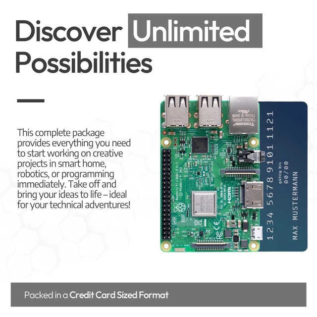 Alt view image 4 of 7 - Raspberry Pi 3 B Starter Kit | Power Supply | Case | 64GB Edition | HDMI Cable 1m | USB Card Reader | Heat Sink | Raspberry Pi 3 B 1GB RAM