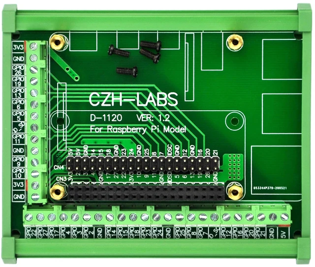 Main image of Electronics-Salon DIN Rail Mount Screw Terminal Block Adapter Module, for Raspberry Pi A+ 3A+ B+ 2B, 3B 3B+ 4B Zero Zero-W