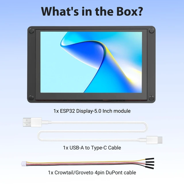 Alt view image 6 of 7 - IoTeikXgo ESP32 Display, 5 Inch HMI ESP32-S3 Touch Screen with Acrylic Case | ESP32 Touchscreen with 800×480 Resolution, Up to 240MHz Frequency, Compatible with Arduino, PlatformIO, MicroPython