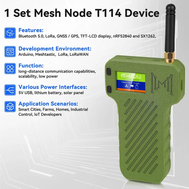Alt view image 3 of 7 - Mesh Node T114 Board + 3000mAh Battery + N36 Case Set, TFT Display nRF52840 SX1262 Module with 915MHz Antenna Support Lo Ra Blue Tooth 5.0 GPS Solar Power Supply for Mesh Tastic Ar duino Lo Rawan IoT