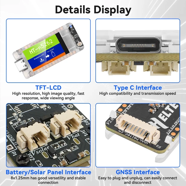 Alt view image 6 of 7 - Mesh Node T114 Board + 3000mAh Battery + N36 Case Set, TFT Display nRF52840 SX1262 Module with 915MHz Antenna Support Lo Ra Blue Tooth 5.0 GPS Solar Power Supply for Mesh Tastic Ar duino Lo Rawan IoT