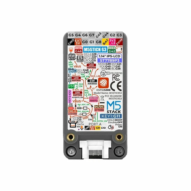 Alt view image 6 of 7 - M5Stack StickS3 ESP32-S3 Mini IoT Dev Kit, 2.4 GHz Wi-Fi, 8MB Flash, 8MB PSRAM, Dual-Core 240MHz, 1.14 LCD Display