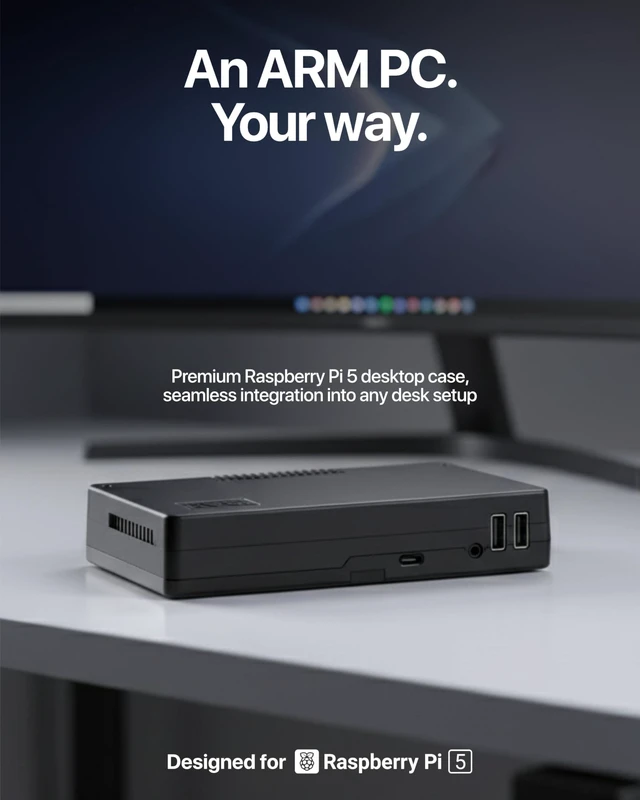 Alt view image 2 of 7 - Argon ONE V5 Aluminum Case for Raspberry Pi 5 - Builtin DAC, Expandable Dual M.2 NVMe