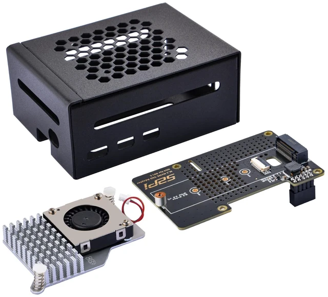 Main image of GeeekPi Metal Case with N04 PCIe M.2 Key-M NVMe SSD PCIe Peripheral Board for Raspberry Pi 5, with Official Active Cooler