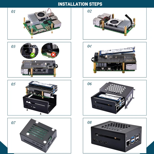 Alt view image 7 of 7 - GeeekPi Metal Case with N04 PCIe M.2 Key-M NVMe SSD PCIe Peripheral Board for Raspberry Pi 5, with Official Active Cooler