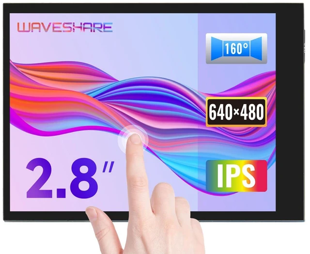 Main image of Waveshare 2.8inch Screen LCD Compatible with Raspberry Pi 4B/3B+/3B/2B/B+/A+/Zero/Zero W/WH/Zero 2W 480×640 Resolution DPI IPS 5-Points Capacitive Touch Control Optical Bonding Toughened Glass Cover