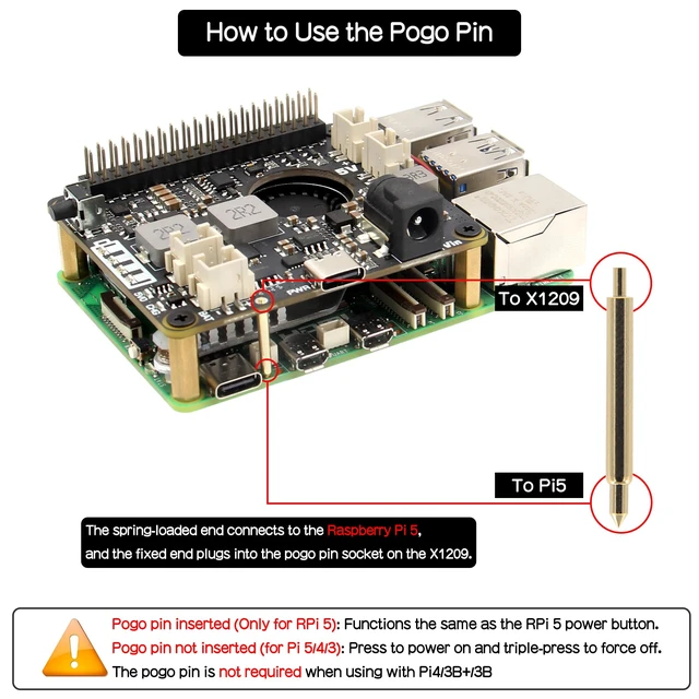 Alt view image 6 of 7 - Geekworm X1209 5.1V 6A UPS HAT for Raspberry Pi 5 with Wide 6-18V Input | Power Management, Auto Power On, Safe Shutdown, Power Loss Detection, Batteries NOT Included