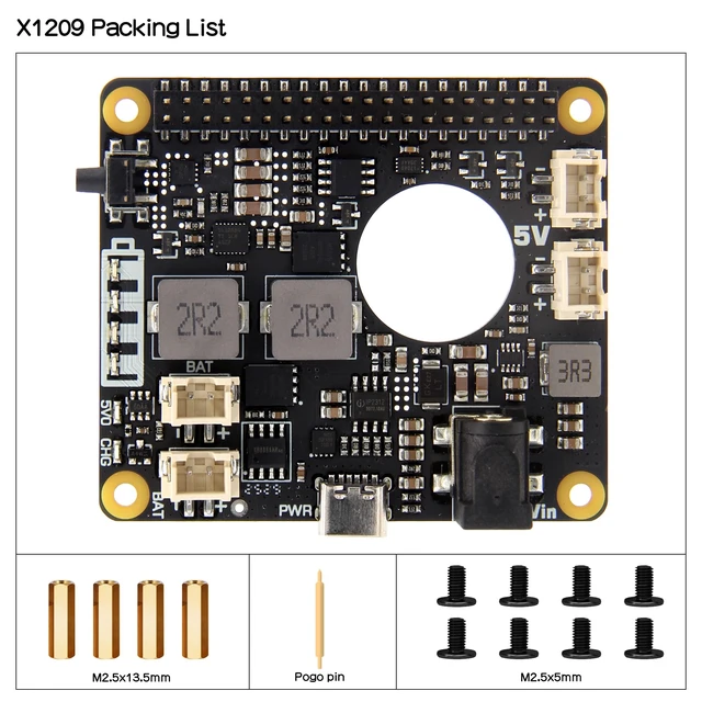Alt view image 7 of 7 - Geekworm X1209 5.1V 6A UPS HAT for Raspberry Pi 5 with Wide 6-18V Input | Power Management, Auto Power On, Safe Shutdown, Power Loss Detection, Batteries NOT Included