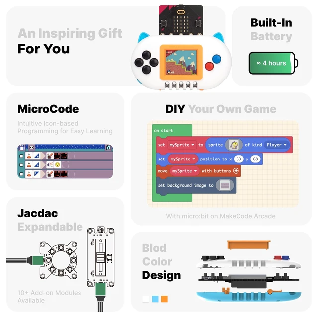 Alt view image 2 of 4 - KittenBot Newbit Arcade Shield, Create Game on Makecode Arcade STEM Education, Expansion Board for Micro:bit V2 (Micro:bit Not Included)