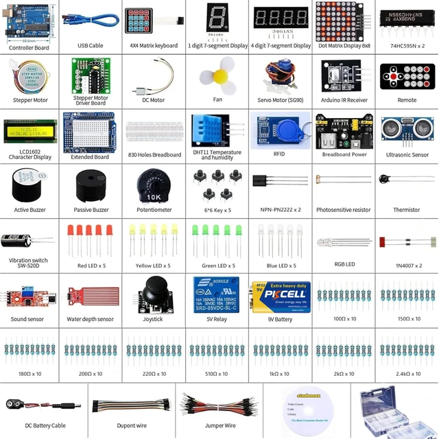 Alt view image 2 of 6 - Uno R3 Kit Mega328 Tutorial | 40 in 1 Electronics Circuit Breadboard Engineering Kit for Kids and Engineers, 720P Video Courses and Online Technical Support for Beginners