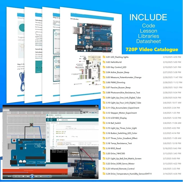 Alt view image 6 of 6 - Uno R3 Kit Mega328 Tutorial | 40 in 1 Electronics Circuit Breadboard Engineering Kit for Kids and Engineers, 720P Video Courses and Online Technical Support for Beginners