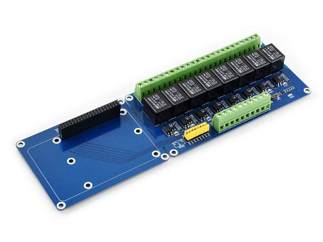 Alt view image 2 of 7 - Waveshare Expansion Board 8 Channel Relay Expansion Board 5V Power Supply Compatible with Raspberry Pi A+/B+/2B/3B/3B+ Control High Voltage Home Appliances