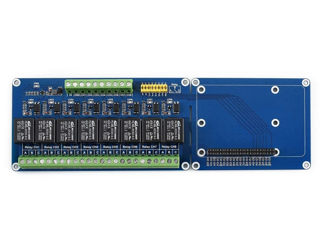 Alt view image 6 of 7 - Waveshare Expansion Board 8 Channel Relay Expansion Board 5V Power Supply Compatible with Raspberry Pi A+/B+/2B/3B/3B+ Control High Voltage Home Appliances