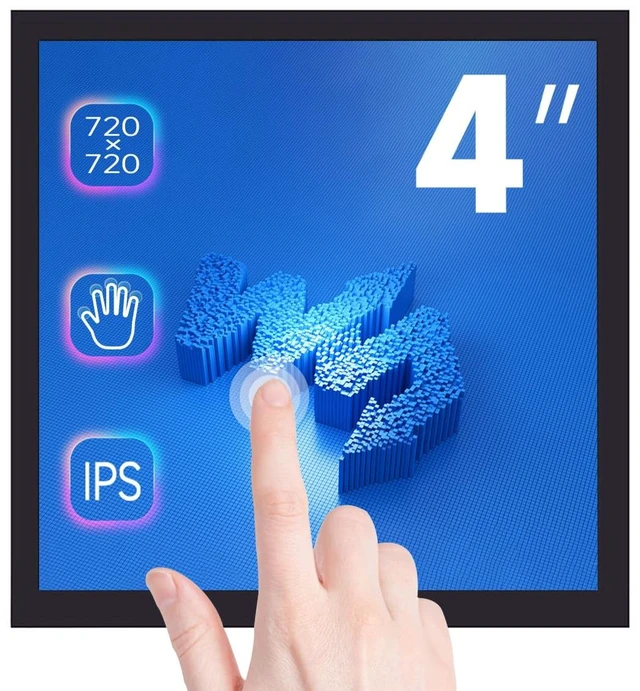 Main image of waveshare 4inch Square Capacitive Touch Screen LCD Compatible with Raspberry Pi 4B/3B+/3B/2B/B+/A+/Zero/Zero W/WH/Zero 2W 720×720 Resolution DPI IPS Toughened Glass Cover Low Power Solution