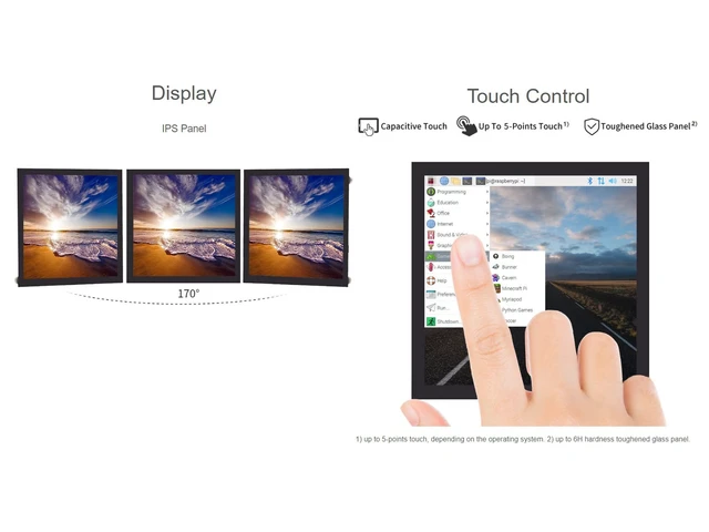 Alt view image 5 of 6 - waveshare 4inch Square Capacitive Touch Screen LCD Compatible with Raspberry Pi 4B/3B+/3B/2B/B+/A+/Zero/Zero W/WH/Zero 2W 720×720 Resolution DPI IPS Toughened Glass Cover Low Power Solution