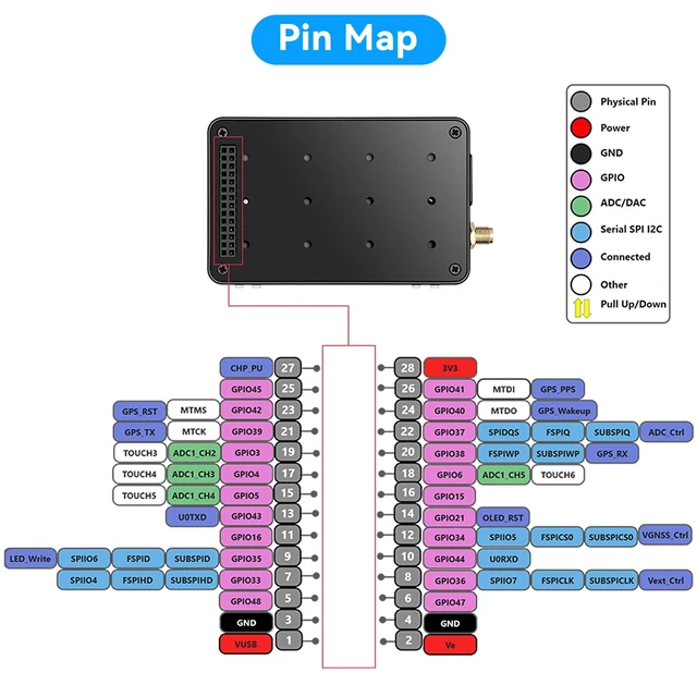 Alt view image 6 of 7 - ESP32 LoRa V4 Expansion Kit with Touch Panel for Meshtastic LoRaWAN | Includes Protective Housing, Expansion Board, Whip Antenna, L76K GNSS Module, Sensors, Buzzer Supports WiFi BLE 915MHz LoRa