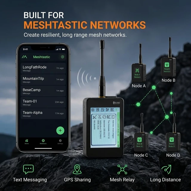 Alt view image 4 of 7 - MESHYEAOFAH Meshtastic LoRa V4 Kit with Touch Screen GPS and Sensors | ESP32-S3 SX1262, MeshCore Compatible, GNSS, 2800mAh Battery, Atmospheric Pressure/Temp Humidity Sensors/Buzzer, Ready to Use