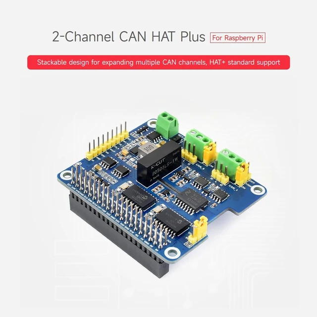 Alt view image 3 of 7 - Waveshare 2-Channel Isolated CAN Bus Expansion HAT, Compatible with Raspberry Pi 5/4B/3B/Zero/Zero W/Zero 2W/Pico/Pico W/Pico WH, Dual Chips Solution, Built-in Multi Protections
