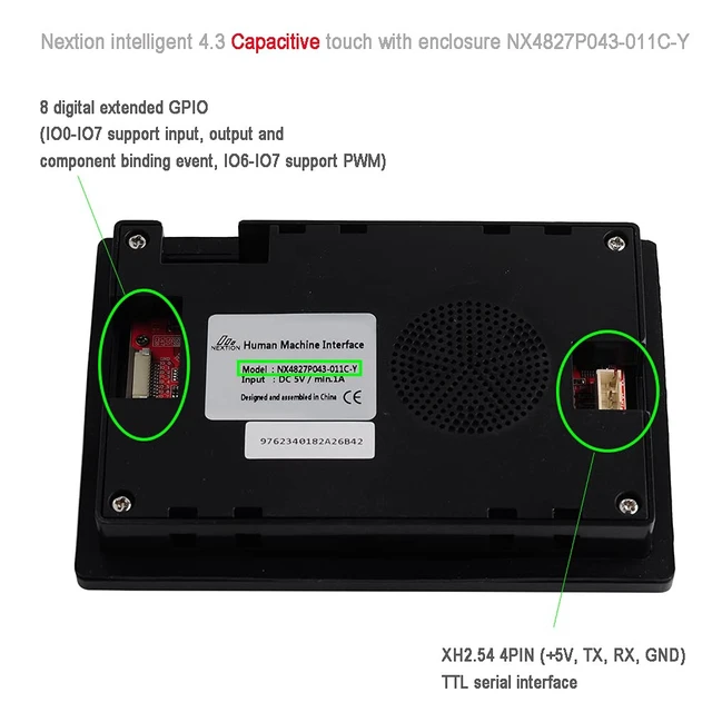 Alt view image 2 of 6 - DIYmalls Nextion Intelligent 4.3 inch HMI Display 5V Capacitive Touch Screen 480x272 TFT LCD w/Enclosure Case for Arduino (NX4827P043-011C-Y)
