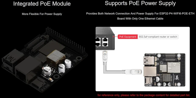 Alt view image 4 of 7 - waveshare ESP32-P4-WIFI6-POE-ETH Development Board Kit Based on ESP32-P4 and ESP32-C6, Integrated PoE Module, Supports Wi-Fi 6 and Bluetooth 5, with MIPI-CSI/DSI, USB OTG 2.0, Ethernet Port, etc.