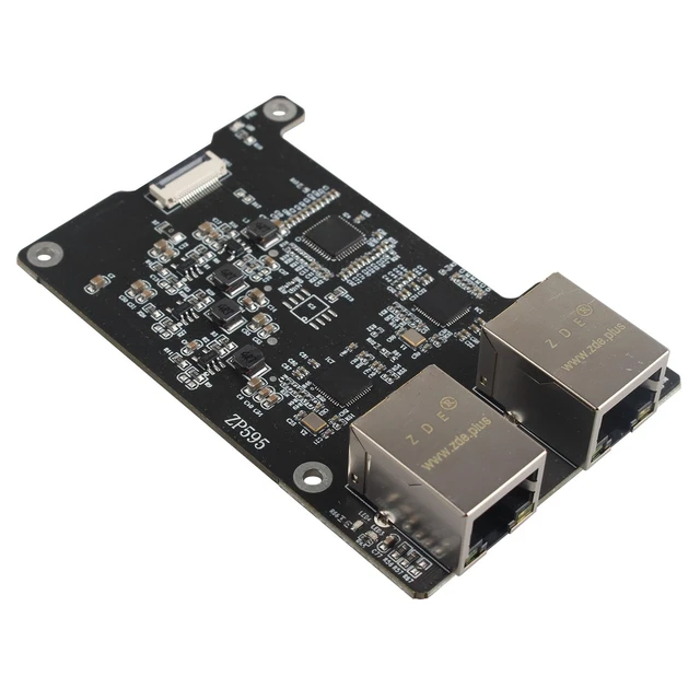 Alt view image 2 of 7 - ZDE ZP595 PCIe to Dual 2.5G Ethernet Network Port HAT Adapter Expansion Board 2.5GB 2.5GBE for Raspberry Pi 5
