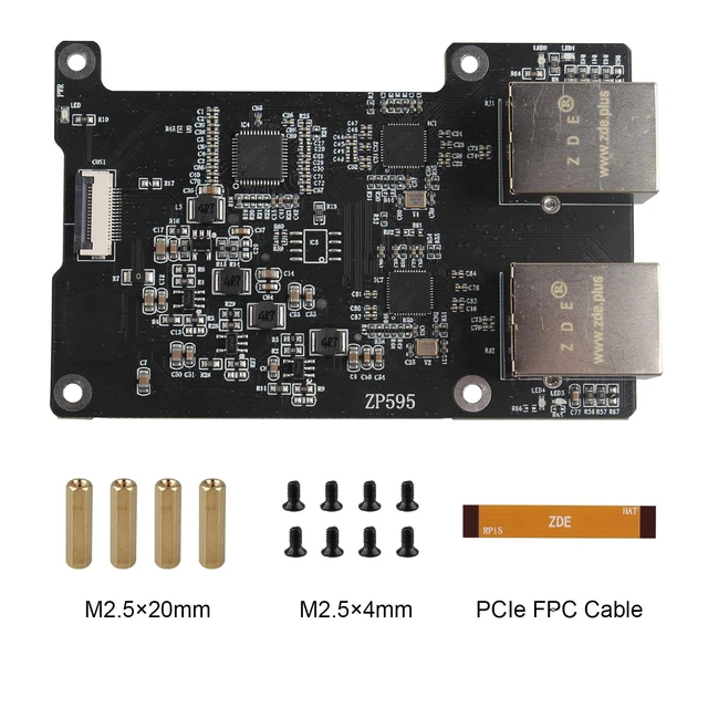 Alt view image 6 of 7 - ZDE ZP595 PCIe to Dual 2.5G Ethernet Network Port HAT Adapter Expansion Board 2.5GB 2.5GBE for Raspberry Pi 5