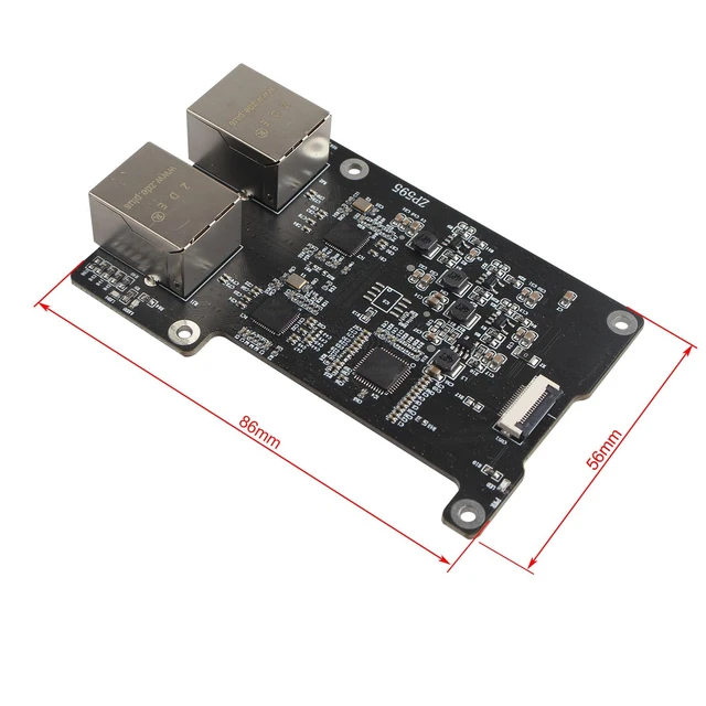 Alt view image 7 of 7 - ZDE ZP595 PCIe to Dual 2.5G Ethernet Network Port HAT Adapter Expansion Board 2.5GB 2.5GBE for Raspberry Pi 5