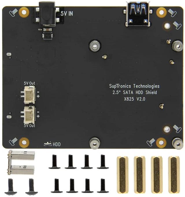 Main image of Geekworm X825 V2.0 2.5 inch SATA HDD/SSD Storage Board for Raspberry Pi 4 | NAS, UASP Supported, USB Boot, Not Include Raspberry Pi 4