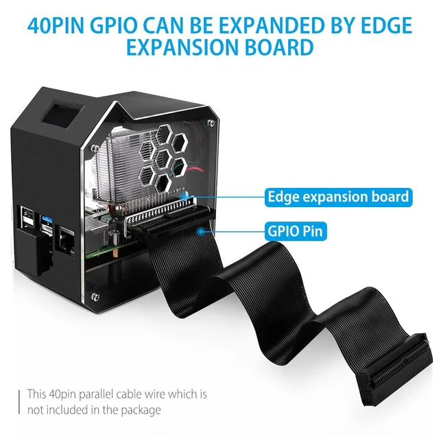 Alt view image 6 of 7 - GeeekPi Mini Tower NAS Kit for Raspberry Pi, Pi ICE Tower Cooler with PWM RGB Fan, M.2 SATA SSD Expansion Board, GPIO 1 to 2 Expansion Board for Raspberry Pi 4 Model B