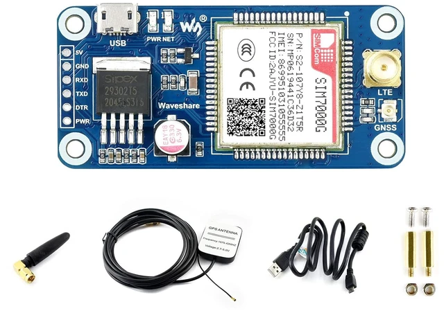 Main image of Waveshare SIM7000G NB-IoT/Cat-M/Edge/GPRS HAT, Compatible with Raspberry Pi 5/4B/3B/Zero/Zero W/Zero 2W/Pico/Pico W/Pico WH, GNSS Positioning, Global Band Support