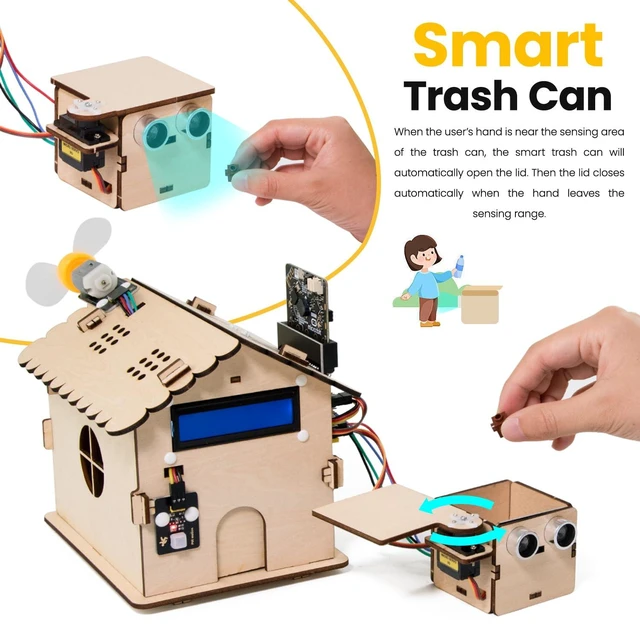 Alt view image 7 of 7 - KEYESTUDIO Smart House Kit for Micro:bit V2(not Included), DIY Microbit Home Automation Educational STEM Kit for Beginners 15+