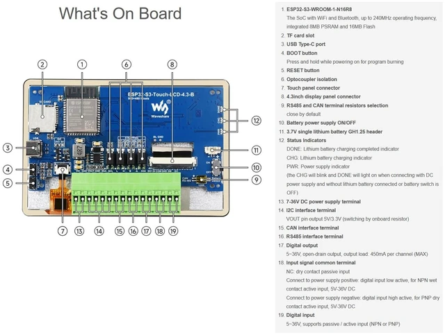 Alt view image 7 of 7 - ESP32-S3 4.3inch LCD Touch Screen Development Board onboard 800×480 65K RGB Screen 5-Point Touch Display with Case, Support 2.4GHz Wi-Fi & Bluetooth 5, 32-Bit LX7 Dual-Core Processor