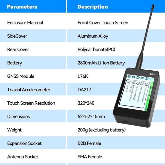 Alt view image 4 of 7 - Meshnology ESP32 LoRa V4 Development Board+GPS+2800 Battery+Touch Screen | Case Carrying ESP32-S3R2 SX1262 With 915 MHz Whip Antenna WiFi Bluetooth Heltec Heltec V4 ESP32 Kit for Ar duino LoRawan IOT