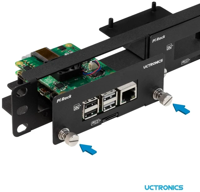Alt view image 4 of 6 - UCTRONICS Front Removable 1U Rack Mount for Raspberry Pi, with 4 Mounting Brackets for Raspberry Pi 5, 4B, 3B+/3B, and Other B Models