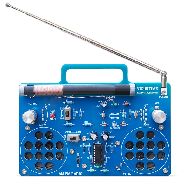 Main image of VIGURTIME AM/FM Radio Kit | Soldering Project DIY Kit for Practicing Teaching Electronics | Stereo | Great STEM Project and Gift | Upgraded Version VT-16