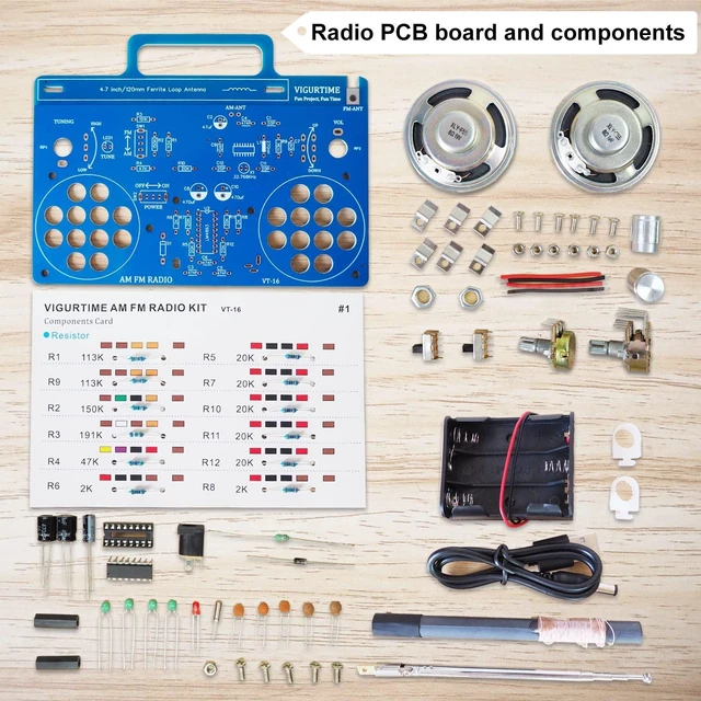Alt view image 2 of 7 - VIGURTIME AM/FM Radio Kit | Soldering Project DIY Kit for Practicing Teaching Electronics | Stereo | Great STEM Project and Gift | Upgraded Version VT-16