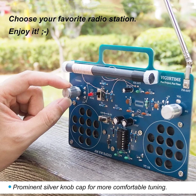 Alt view image 4 of 7 - VIGURTIME AM/FM Radio Kit | Soldering Project DIY Kit for Practicing Teaching Electronics | Stereo | Great STEM Project and Gift | Upgraded Version VT-16