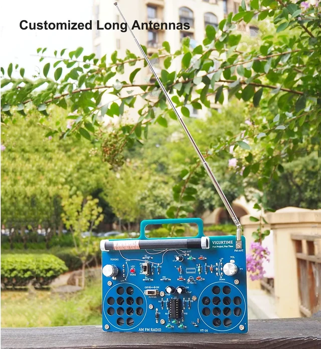 Alt view image 3 of 7 - VIGURTIME AM/FM Radio Kit | Soldering Project DIY Kit for Practicing Teaching Electronics | Stereo | Great STEM Project and Gift | Upgraded Version VT-16