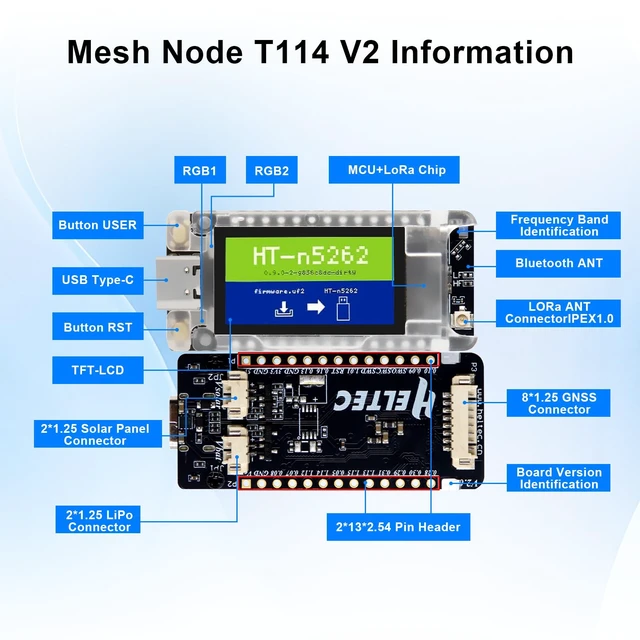 Alt view image 3 of 7 - Mesh Node T114 V2 LoRaWAN Meshtastic Development Board AYWHP Meshtastic Tracker Nordic nRF52480 with SX1262 Chip 1.9-inch TFT Display 902-928MHz with BLE WiFi Compatible with Arduino/Meshtastic