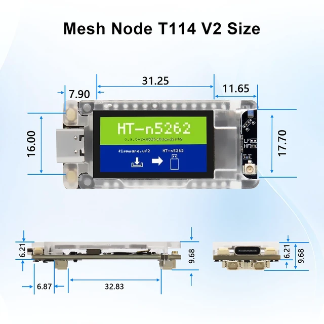 Alt view image 7 of 7 - Mesh Node T114 V2 LoRaWAN Meshtastic Development Board AYWHP Meshtastic Tracker Nordic nRF52480 with SX1262 Chip 1.9-inch TFT Display 902-928MHz with BLE WiFi Compatible with Arduino/Meshtastic