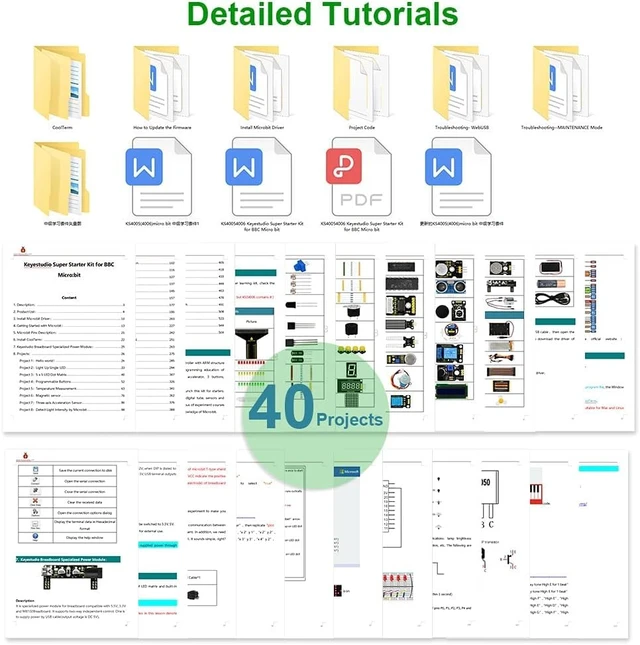 Alt view image 2 of 6 - KEYESTUDIO Super Starter Kit for Microbit V2 V1.5 STEM Learning|Without Micro:bit Board, 40 Lessons Tutorial, with T-Breakout Board, Breadboard, LCD Display etc. Educational Kit for Beginners 15+