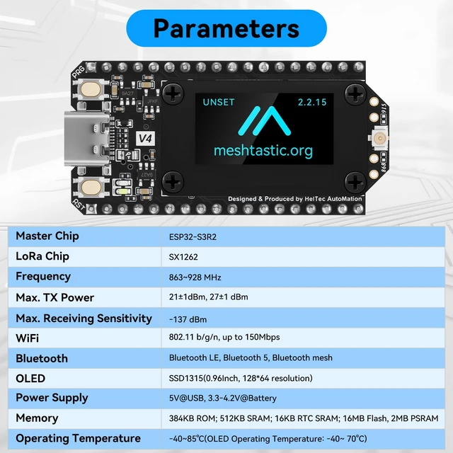 Alt view image 6 of 7 - ESP32 LoRa V4 Development Board for Meshtastic MeshCore LoRaWAN 2pcs | Meshtastic Devices, Pre-soldered, Upgraded ESP32-S3 16MB Flash, WiFi Bluetooth, SX1262 28dBm High Power LoRa