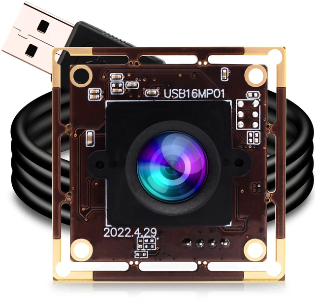 Main image of ELP 16 Megapixel USB Camera Module with 75degree No Distortion Lens 3496P 6K Embedded Webcam Board for Computer 16mp CMOS IMX298 USB2.0 Video Raspberry Pi Web PC Camera for 3D printer Bar/QR Code Scan