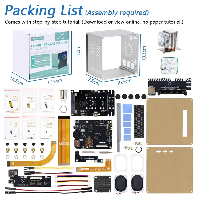 Alt view image 7 of 7 - Freenove NAS Case for Raspberry Pi 5 (NOT Included), Quad M.2 NVMe SSD Slots, PWM ARGB Fans Light Sync, CPU Tower Cooler, Built-in Stereo Speakers, 3.5 mm and Optical Audio (S/PDIF) Outputs