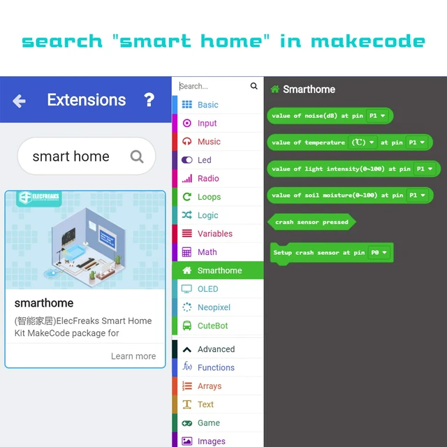 Alt view image 5 of 6 - ELECFREAKS microbit Smart Home Kit Micro:bit Sensor Starter Kit Octopus Series Sensor, DIY Programming kit with Basic Coding Electronics Modules and Wiki Tutorial(Without Micro:bit)