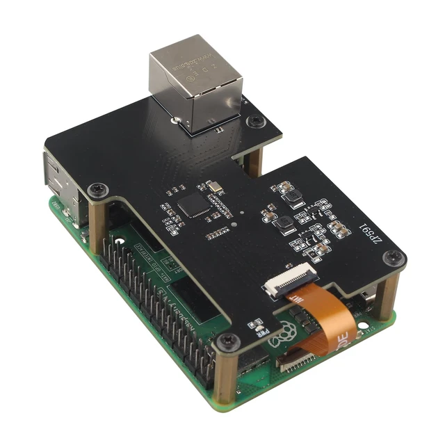 Alt view image 4 of 7 - ZDE ZP591 PCIe to 2.5G Ethernet Network Port HAT Expansion Board 2.5GB 2.5GBE with Aluminum Case ZC506 for Raspberry Pi 5 2GB 4GB 8GB 16GB